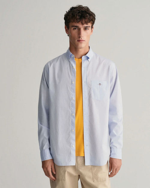 Casual overhemd poplin lichtblauw