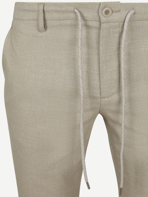 Alberto broek jump flanel herringbone beige | Slim-fit