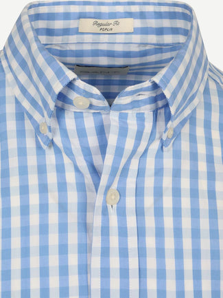 Overhemd gingham poplin classic blauw