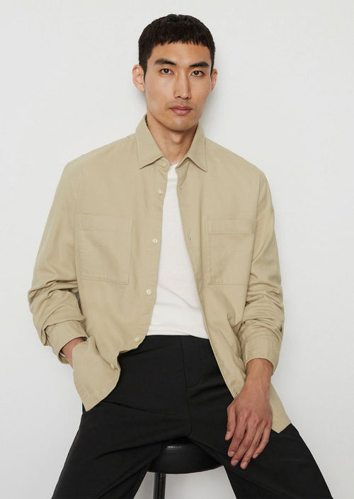 Overhemd twill flanel beige