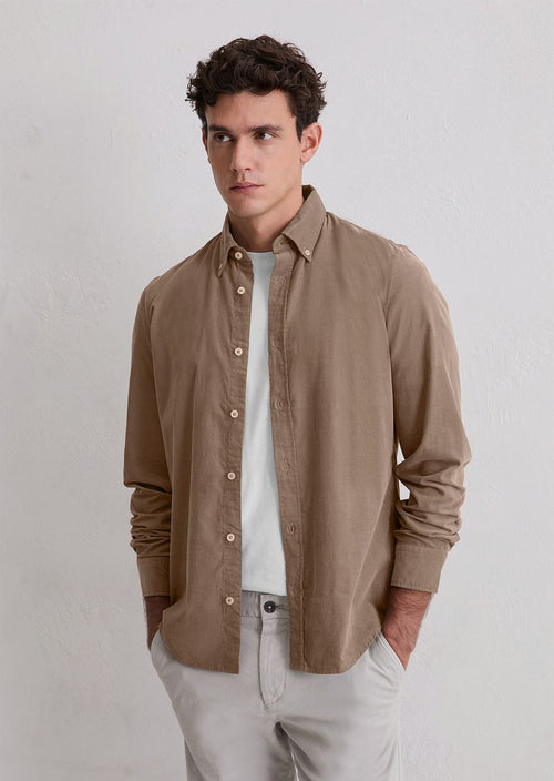 Overhemd fine corduroy taupe