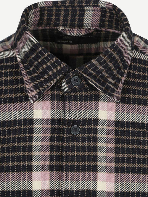 Overhemd ruiten donkerblauw mauve