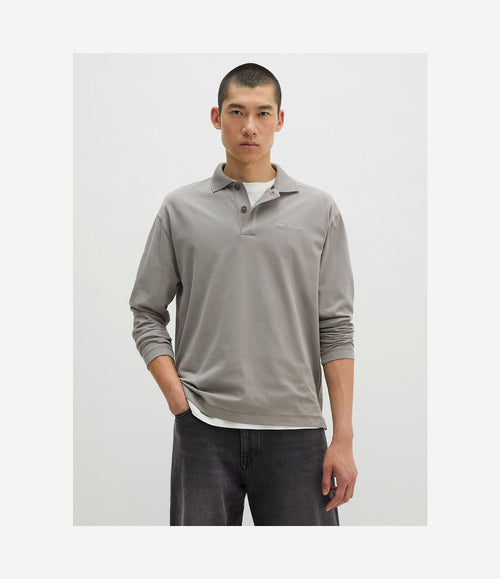 Longsleeve heavy poloshirt graphite dust
