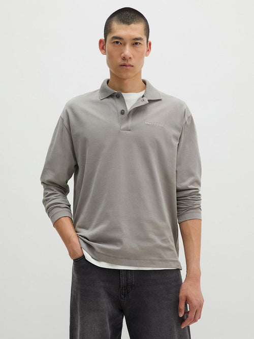 Longsleeve heavy poloshirt graphite dust