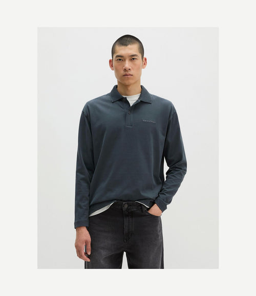 Longsleeve heavy poloshirt peppercorn grey