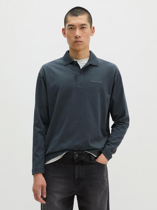 Longsleeve heavy poloshirt peppercorn grey
