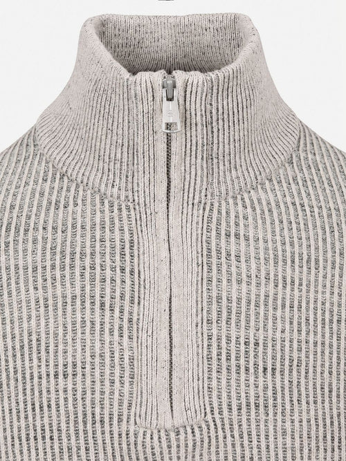 Pullover halve rits light beige