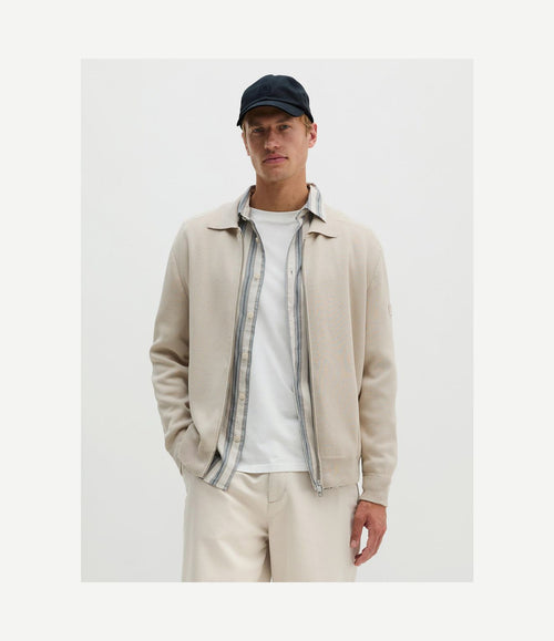 Cardigan zip grey silk