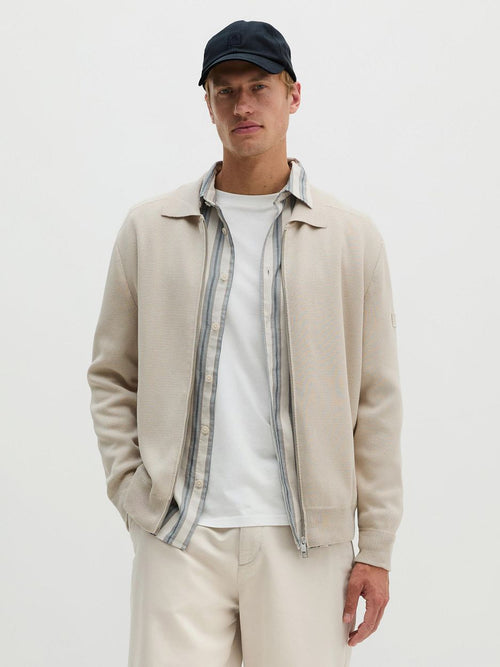 Cardigan zip grey silk
