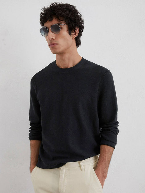Pullover linen blend donkerblauw