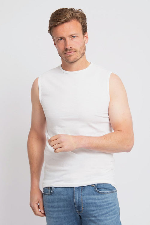 T-Montana singlet mouwloos wit (2-pack)
