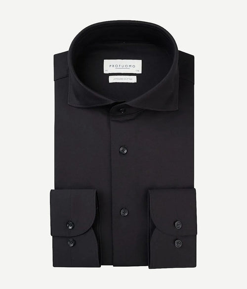 Profuomo japanese knitted overhemd zwart | Slim-fit