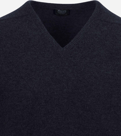 Pullover lamswol v midnight mix donkerblauw