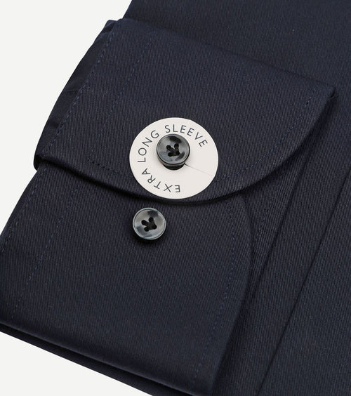 Profuomo twill overhemd extra lange mouwen donkerblauw | Slim-fit