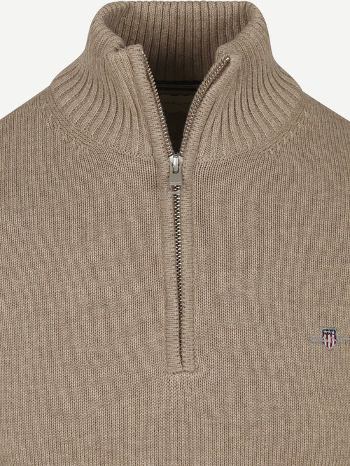 halve rits pullover beige