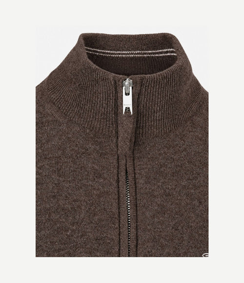 Halfzip lamswol trui bruin