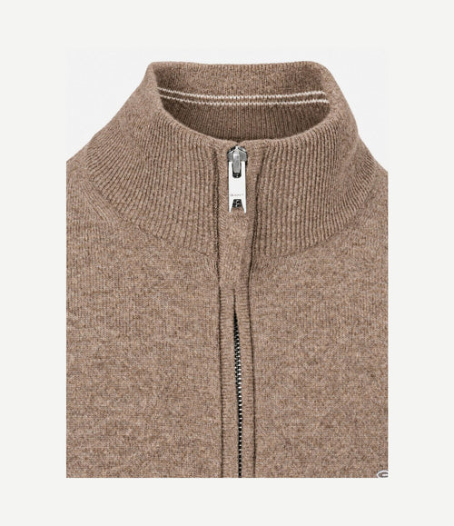 Halfzip lamswol trui camel