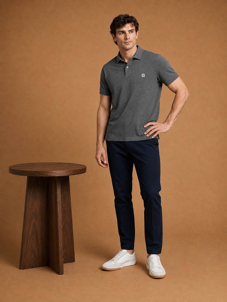 Sneakers park wit met Sneakersok (3-pack) wit, The harry chino donkerblauw en The rene poloshirt antraciet