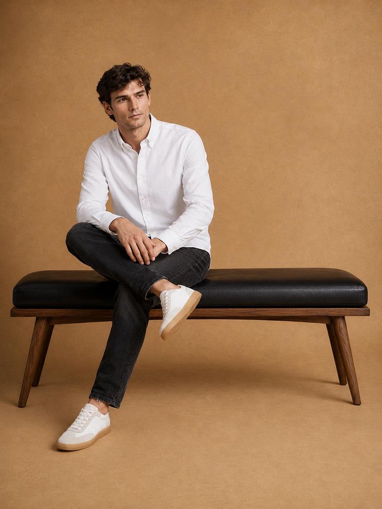 Sneakers park wit met Sneakersok (3-pack) wit, The jason jeans zwart en The tommy overhemd wit