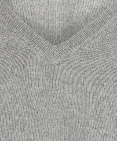 Trui cotton cashmere V-hals | Medium Grey Melange