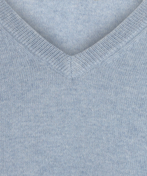 Trui cotton cashmere V-hals | Sky Blue