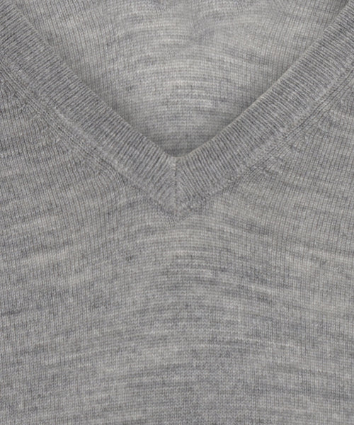 Trui V-hals merinowol | Medium Grey Melange