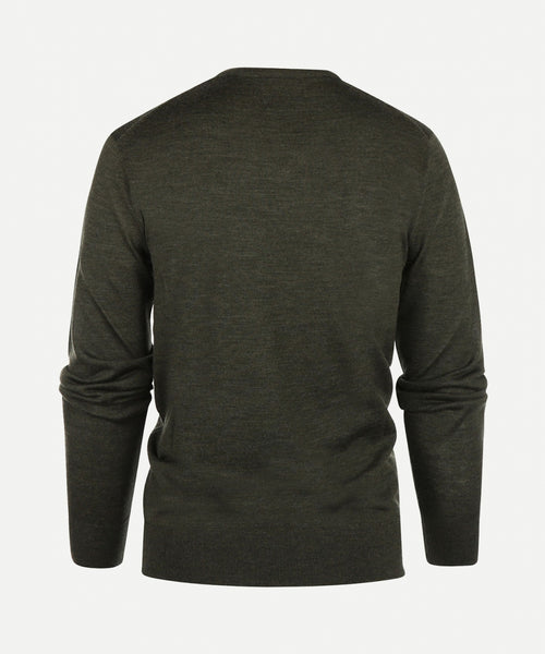 Trui V-hals fine merinowol | Light Olive