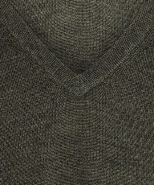 Trui V-hals fine merinowol | Light Olive