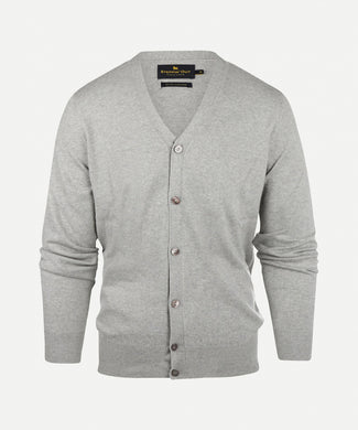 Vest cotton cashmere knoopsluiting | Medium Grey Melange