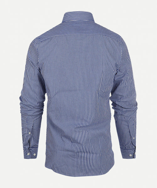 Overhemd gestreept cutaway slim fit | Navy