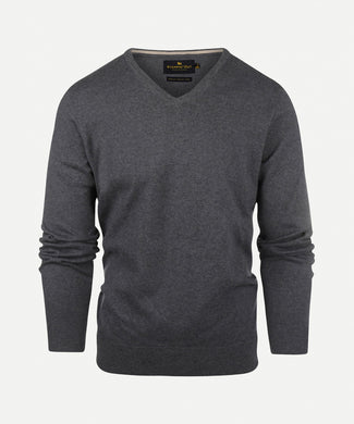 Trui cotton cashmere v-hals | Dark Grey Melange