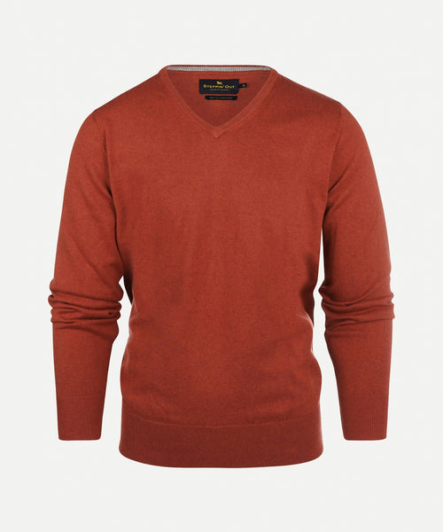 Trui cotton cashmere v-hals | Brick Red