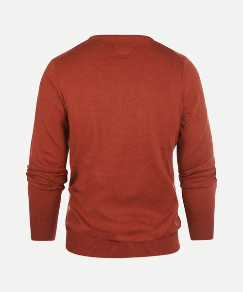 Trui cotton cashmere v-hals | Brick Red