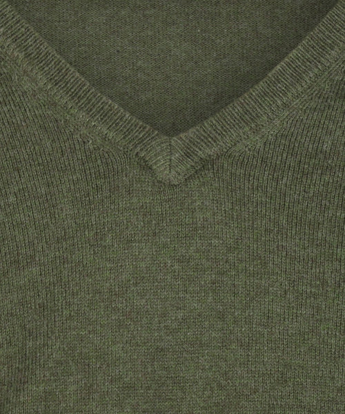 Trui cotton cashmere v-hals | Dark Olive