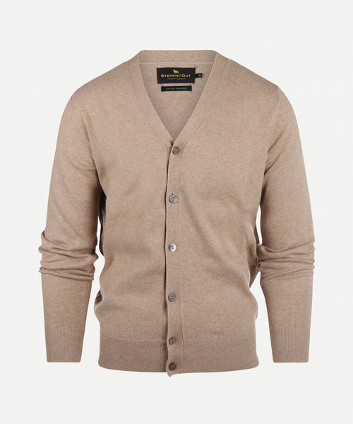 Vest cotton cashmere knoopsluiting | Khaki