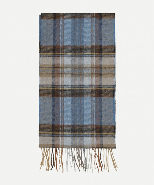 Lange sjaal geruit van Ierse wol | Medium Blue