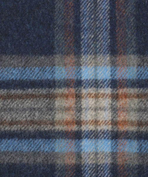 Lange sjaal geruit van Ierse wol | Indigo