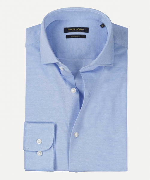 Overhemd stretch piqué regular fit | Light Blue