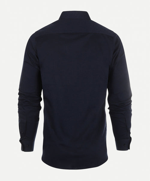 Overhemd stretch piqué regular fit | Navy