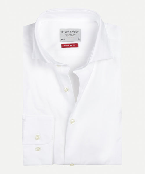 Overhemd fijn Oxford cutaway extra lange mouw | White