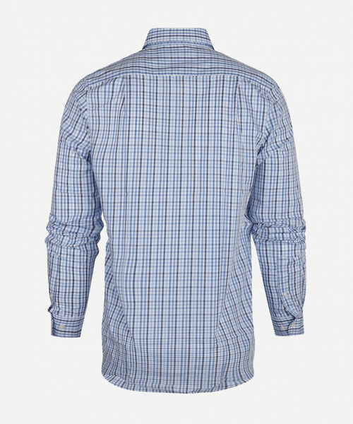 Overhemd geruit cutaway extra lange mouw | Medium Blue