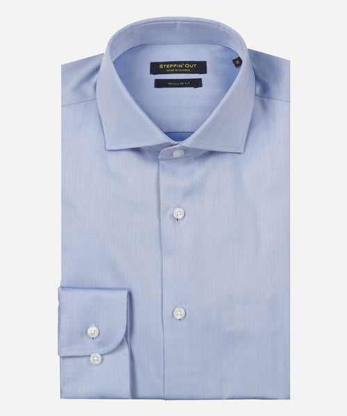 Overhemd visgraat regular fit cutaway | Light Blue