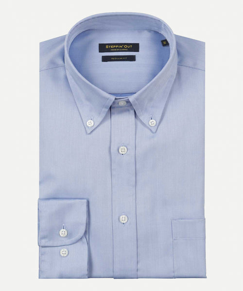 Overhemd visgraat regular fit button-down | Light Blue