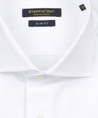 Overhemd twill slim fit cutaway | White