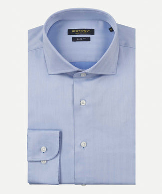 Overhemd visgraat slim fit cutaway | Light Blue