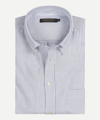 Overhemd Oxford streep regular fit button-down | Navy