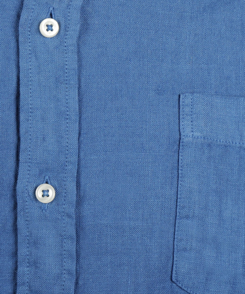 Overhemd linnen regular fit button-down | Medium Blue