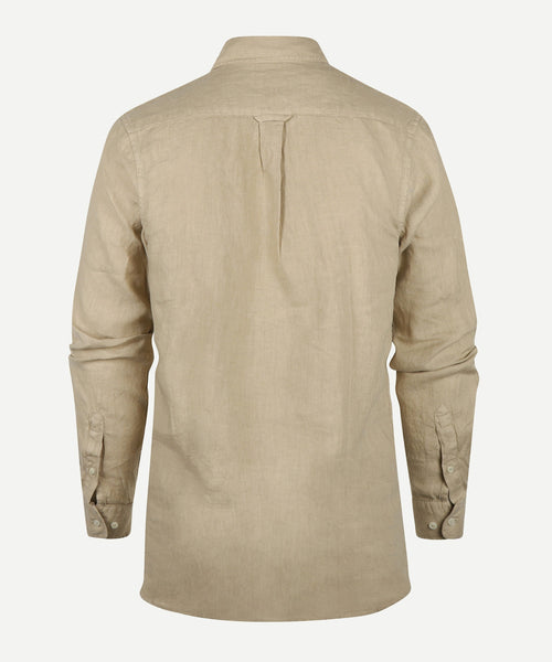 Overhemd linnen regular fit button-down | Sand