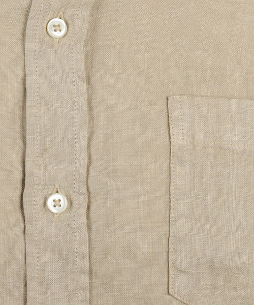 Overhemd linnen regular fit button-down | Sand