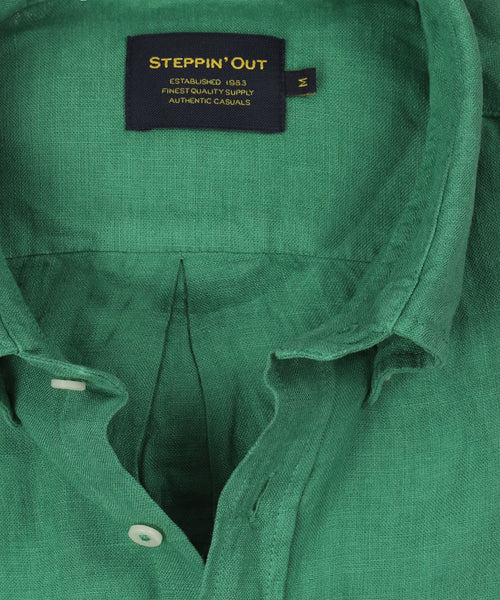 Overhemd linnen regular fit button-down | Medium Green
